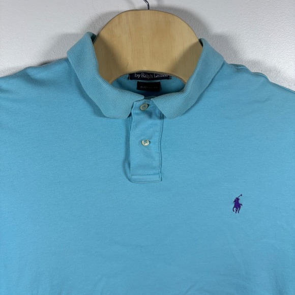 Polo Ralph Lauren Other - Polo Ralph Lauren Mens XXL Custom Fit Light Blue Purple Pony Polo Shirt